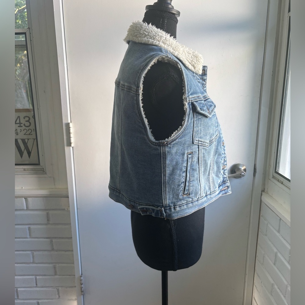 Judy Blue Shearling Lined Denim Vest small layered streetwear transitional - Picture 4 of 10